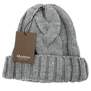 Modena grey knit winter hat unisex new with tags